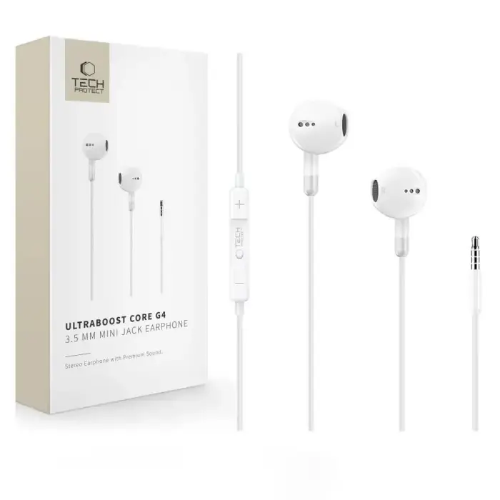 TECH-PROTECT ULTRABOOST MINI JACK EARPHONE CORE G4 WHITE
