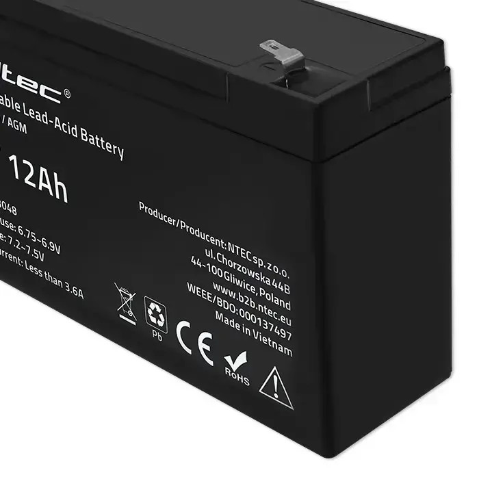 Qoltec  AGM battery | 6V | 12Ah | Maintenance-free | Efficient| LongLife | for UPS, scale, cash register Foto 4