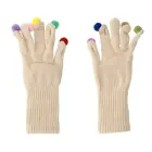 Gloves for touch screens with pom poms BEIGE Photo