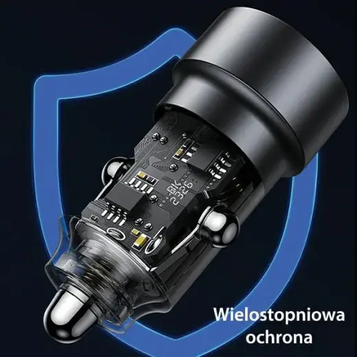 USAMS C39 CC208 automašīnas lādētājs | 60W | USB-A, USB-C | melns Foto 6