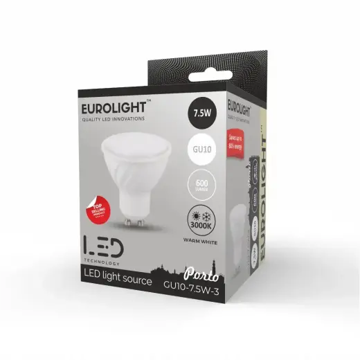 Porto LED lemputė 7.5W 3000K RA80 GU10 Eurolight Фото num