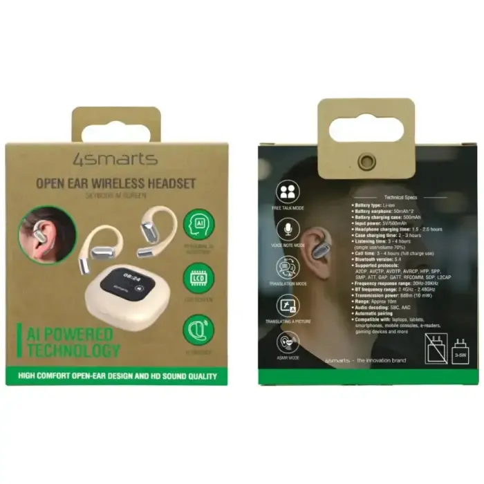 Bluetooth headphones 4smarts SkyBuds OWS with AI screen beige Foto 13