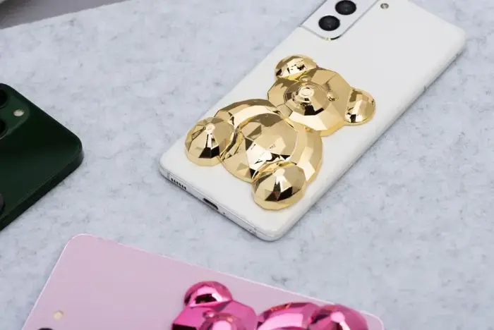 Phone stand BEAR - stick-on - gold Фото num