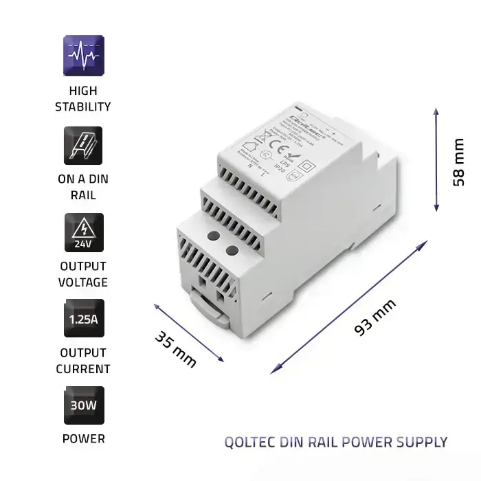 Qoltec DIN rail power supply | 30W | 24V | 1.25A | Gray Foto 4