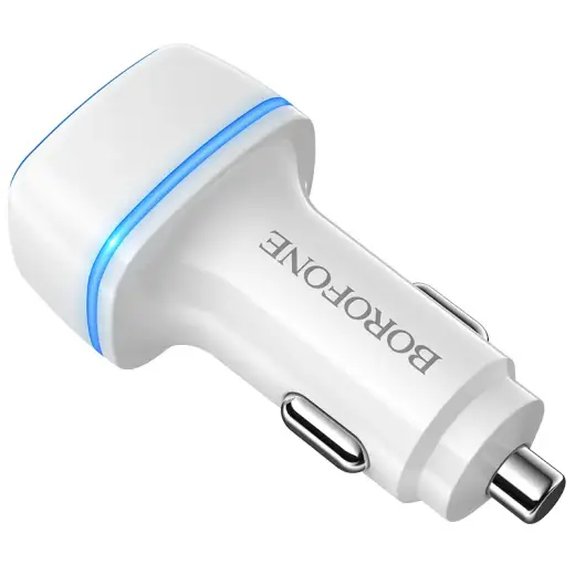 Borofone Car charger BZ14 Max - 2xUSB - 2,4A with USB to Micro USB cable white Photo