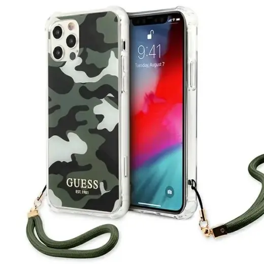 Guess GUHCP12LKSARKA iPhone 12 Pro Max 6,7" zielony|khaki hardcase Camo Collection Фото num