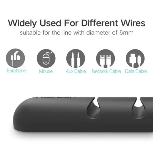 Ugreen 2x self-adhesive 4 cables organizer black (30762) Photo