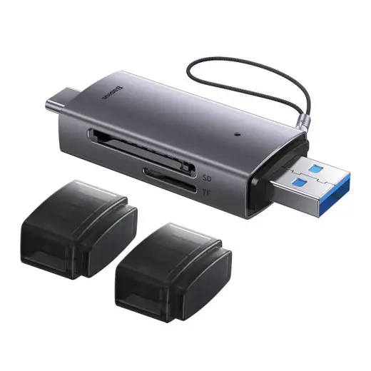 Baseus Lite Series SD|TF memory card reader, USB + USB-C (gray) Foto 4