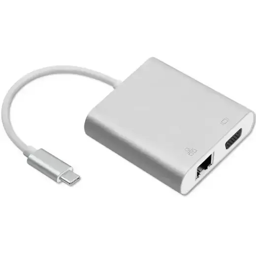 Qoltec Hub Adapter USB-C 3.1 4in1 | USB 3.0 | VGA | RJ45 | USB-C PD 92W Фото num