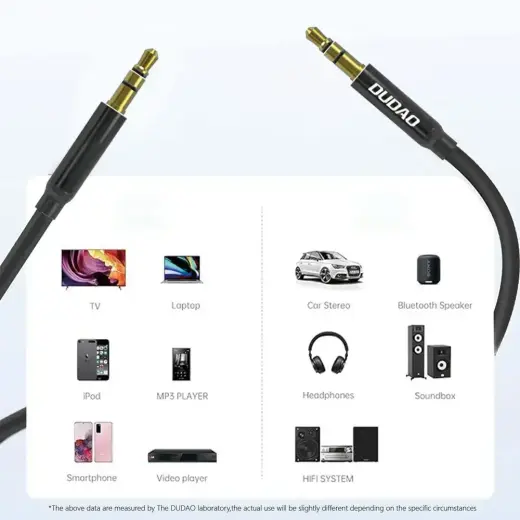 Dudao L12S AUX cable mini jack 3.5mm 1m 3-pole stereo - black Foto 7