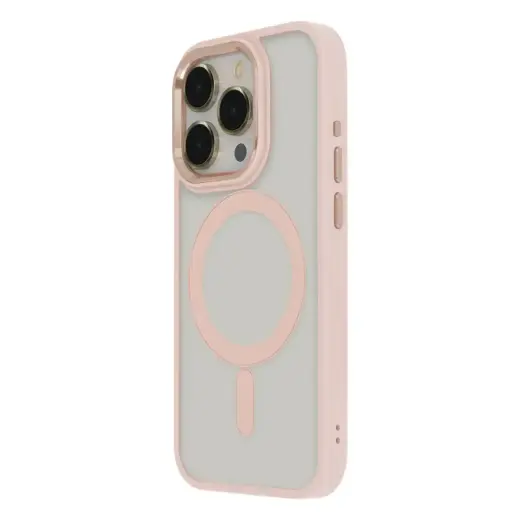 Satin Elegant maciņš ar MagSafe atbalstu telefonam iPhone 15 Plus rozā