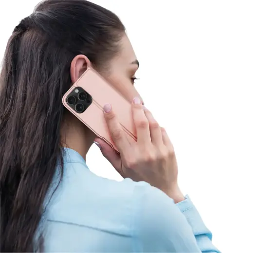 Dux Ducis Skin Pro iPhone 16 Pro Max Case with Flip and Card Slot - Pink Foto 11