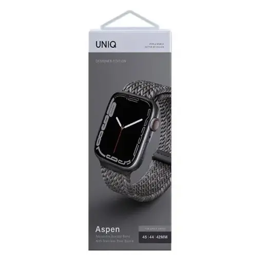 UNIQ pasek Aspen Apple Watch 44|42|45|49 mm Series 4|5|6|7|8|SE|SE2|Ultra Braided DE szary|pebble grey Фото num