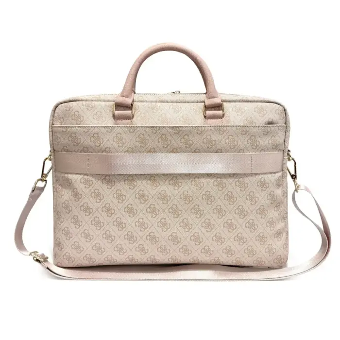 Guess PU 4G Stripe Metal Logo Computer Bag 16" Pink