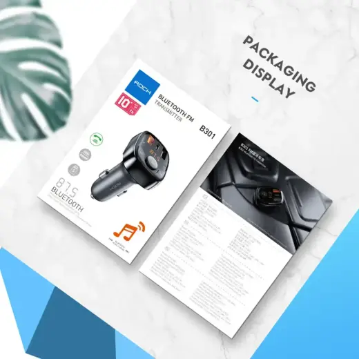 Rock Transmiter FM B301 MP3, Bluetooth - 2xUSB + Type C + micro SD - 36W black Foto 9