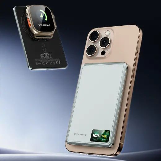 Blavec BJ-03 Slim ārējais akumulators (powerbank) | 10000 mAh | 22.5W | USB-C, MagSafe | LED ekrāns | pelēks Foto 14
