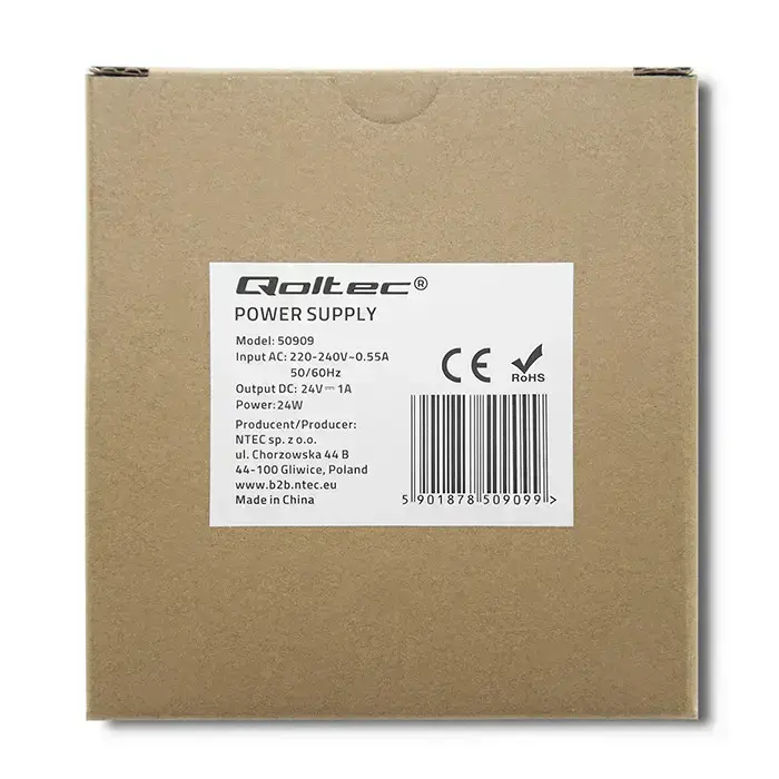 Qoltec DIN rail power supply | 24W | 24V | 1A | White | Slim Foto 7