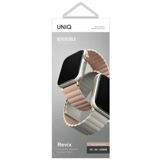 Uniq Revix Magnetic Strap for Apple Watch 42 | 44 | 45 | 49 mm - Pink and White Foto 8