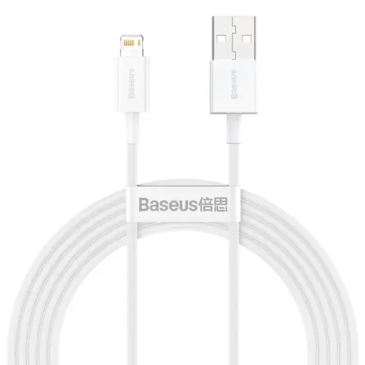 Baseus CALYS-C02 Superior провод для передачи данных и зарядки | USB-A на Lightning | 12W | 2m | белый Фото num