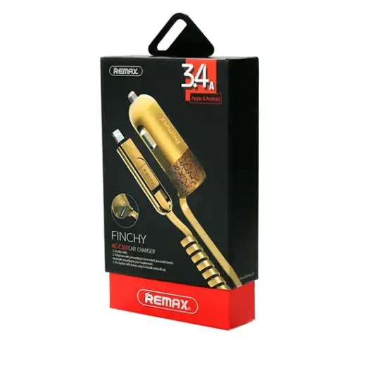 Зарядка для автомобиля REMAX Finchy RCC-103 | 17W | USB-A, Lightning, MicroUSB | с кабелем Lightning + MicroUSB в комплекте | серебристая Фото num