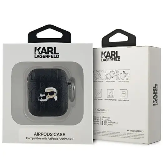 Karl Lagerfeld KLA2PGKCPK AirPods 1|2 cover czarny|black Monogram Karl & Choupette Head Foto 3