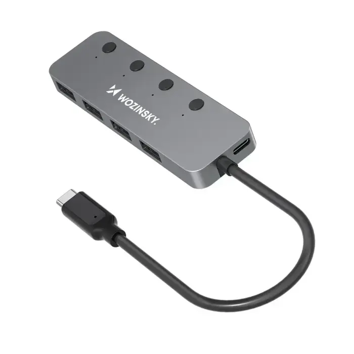 Wozinsky WHS080YSS USB-хаб на 4 порта USB-C на 4x USB 3.0 | серый