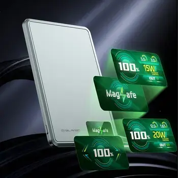 Blavec Power Bank 5000mAh BJ-03 Ultra Slim 7,8mm - Type C - 22,5W magnetic Magsafe 3 in 1 (PBBJ03-MC5G) grey (damaged packaging) Foto 9