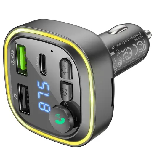 Borofone raidītājs FM BC48 Broad MP3, Bluetooth - 2xUSB + C tipa - QC 3.0 18W melns (bojāts iepakojums) Foto 4