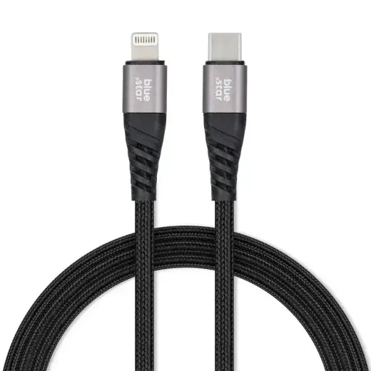 Cable USB C to Lightning Blue Star 2,4A with braid 1,2 m TFK-DC-003 black Photo