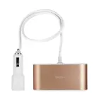 Car Cigarette Lighter Socket Splitter B08 - 3 sockets + 2xUSB - 3,1A 120W with display and cable gold Foto 2