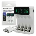 Qoltec Battery Charger for Ni-MH type R03 AAA R6 AA | LCD | USB-C cable | White  Foto 1