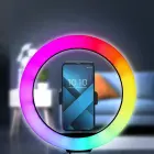 LED Ring Stream RGB lamp 12" FULL COLOR with holder for mobile + tripod black Foto 6