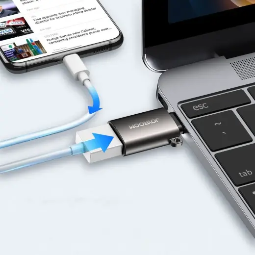 Joyroom USB 3.2 Gen 1 (Male) - USB Type C (Female) adapter black (S-H151 Black) Foto 4