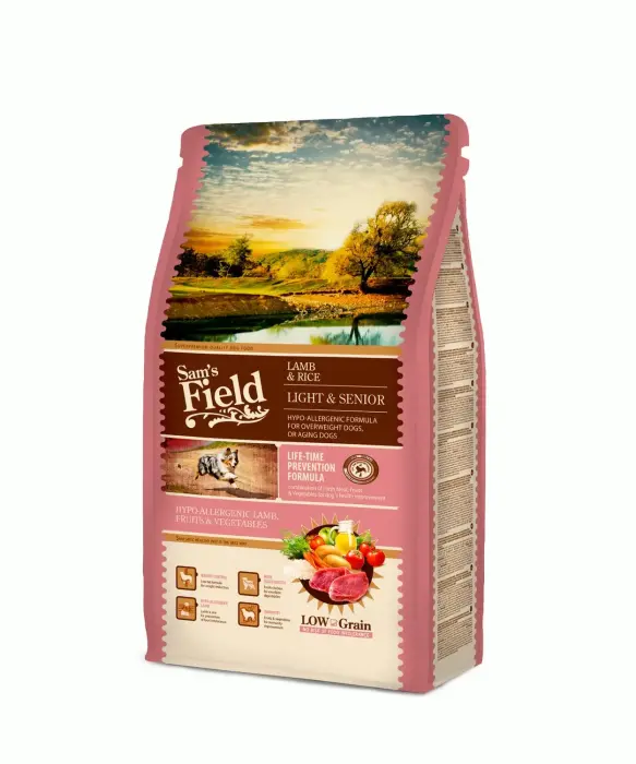 Sausa barība suņiem - Sams Field Lamb & Rice Light & Senior, 13+2 kg