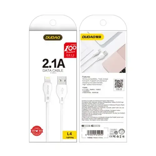 Dudao L4L datu pārraides un uzlādes vads | USB-A uz Lightning | 10W | 2m | balts Foto 14