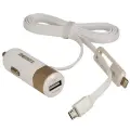 REMAX Car Charger RCC-102 - USB - 3,4A with 2 in 1 cable Micro USB, Lightning gold Foto 4
