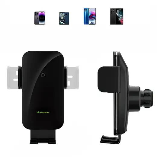 Wozinsky WEDZ-3Y8S clamp car holder with 15W inductive charger for phone on the air vent - black Фото num