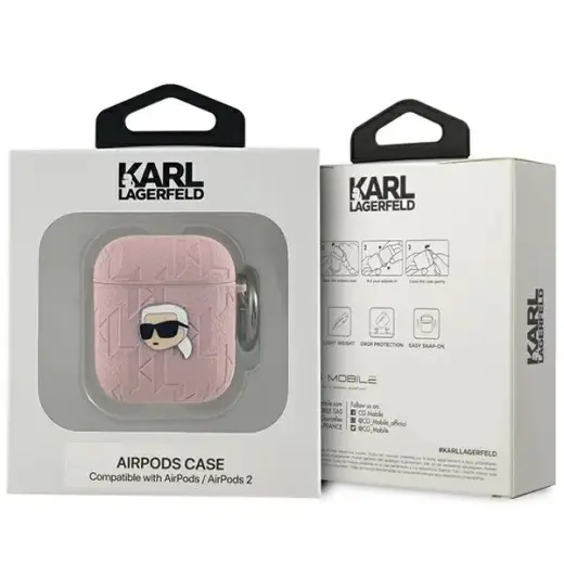 Karl Lagerfeld KLA2PGKIPP AirPods 1|2 cover różowy|pink Monogram Karl Head Foto 3