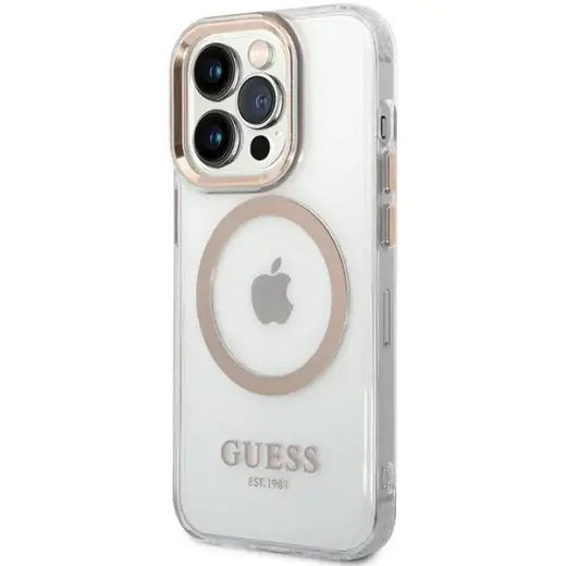 Guess GUHMP15XHTRMD iPhone 15 Pro Max 6.7" złoty|gold hard case Metal Outline Magsafe Фото num