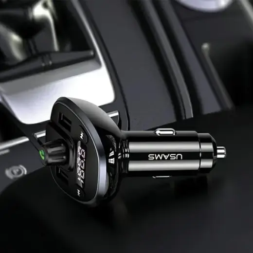 USAMS Zestaw głośnomówiący C21 z transmiterem FM, Bluetooth 5.0, MP3, 2xUSB 3,4A czarny|black CC115GC01 (US-CC115) Photo