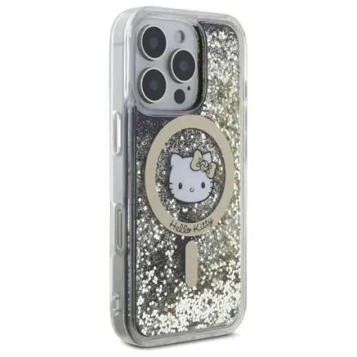 Hello Kitty HKHMP16LLGDIK iPhone 16 Pro   6.3" czarny złoty|black gold hardcase Liquid Glitter Fever MagSafe Фото num
