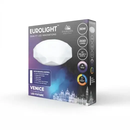 VENICE LED šviestuvas valdomas pulteliu 36W, IP20, 2340lm Eurolight Foto 2