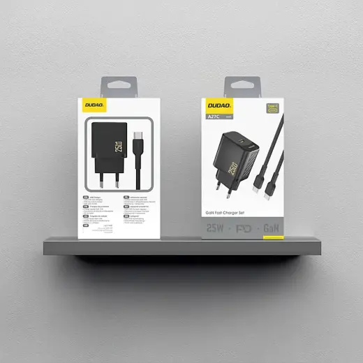 Dudao A27CEU PD 25W GaN SB-C Wall Charger with USB-C Cable - Black Foto 2