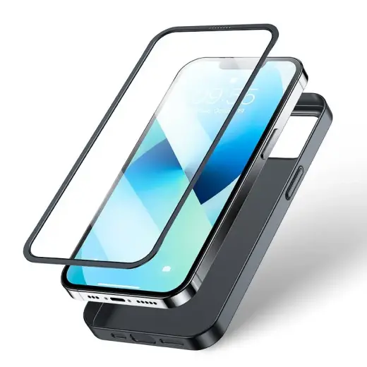 Joyroom 360 Full Case front and back cover for iPhone 13 + tempered glass screen protector black (JR-BP927 black) Фото num