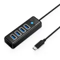 Orico PW4U-C3 USB-C | 4x USB-A 3.0 Hub - Black Фото num