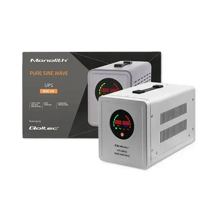 Qoltec Uninterruptible power supply Pure Sine Wave UPS | 800VA | 560W | Grey Foto 5