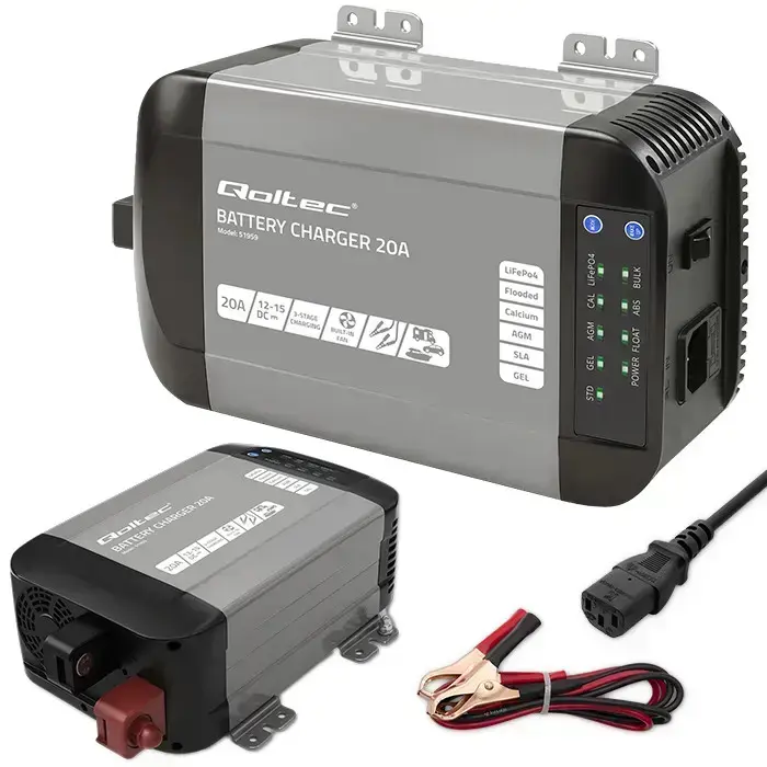 Qoltec Smart Monolith charger for LiFePO4 AGM GEL SLA batteries | 20A | 12V Foto 16