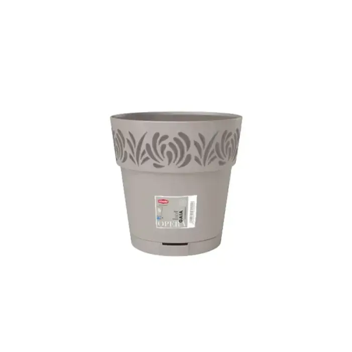 Flower pot with tray Gaia Ø20x19cm light gray