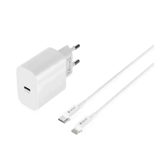 Devia wall charger Smart PD GaN 30W 1x USB-C white + cable USB-C - Lightning Foto 2