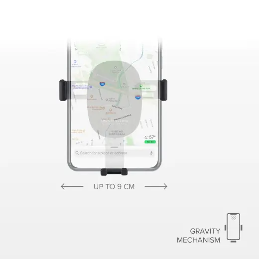 Gravity car smartphone holder with air vent clip Black Photo
